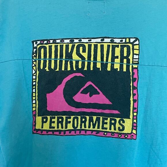 Quiksilver Teal Wave Graphic Short Sleeve Organic Cotton T-shirt size Large - Picture 6 of 8